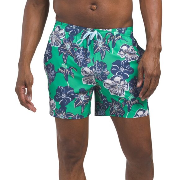 NEW SOUTHERN TIDE mens Beach Blooms Swim Trunks green 253 - Picture 3 of 3